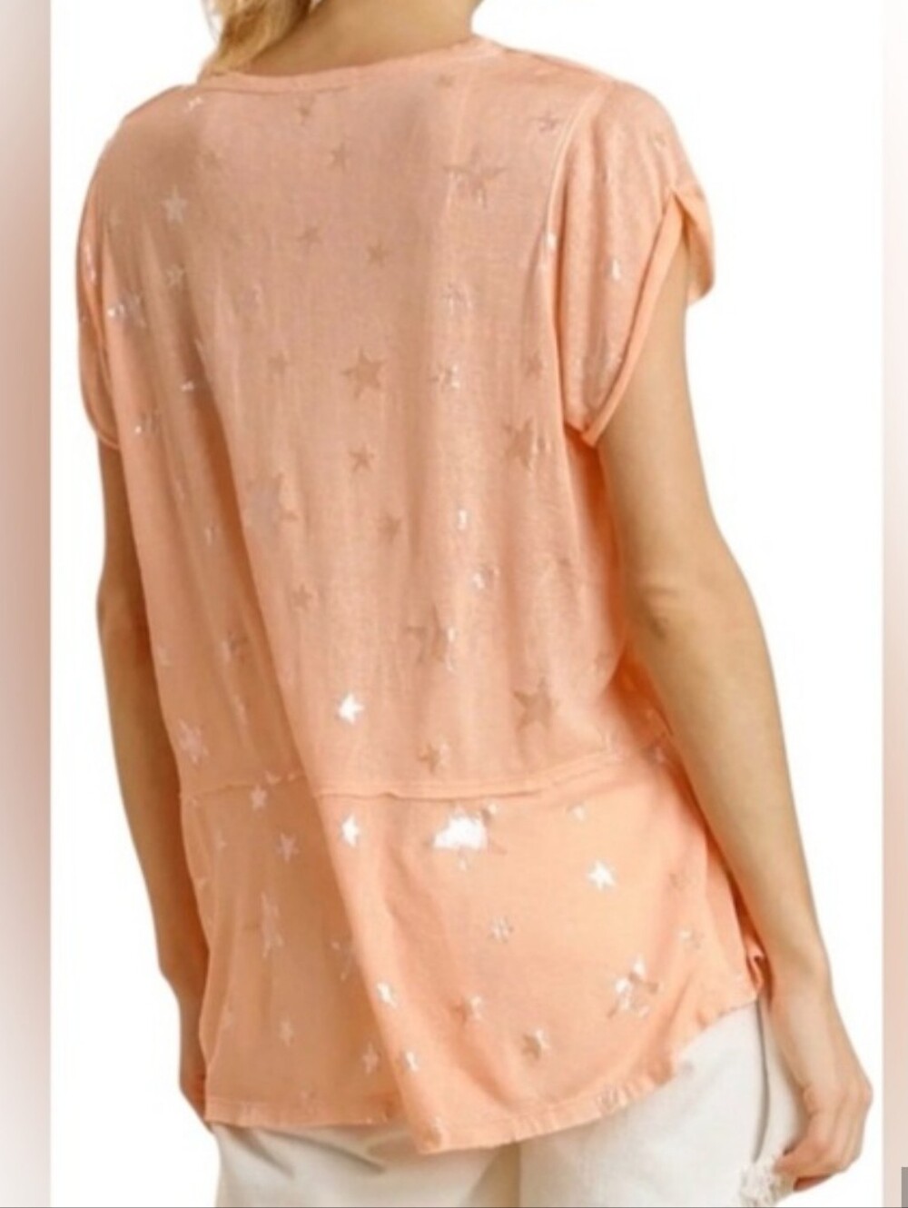 Umgee Peach Star Tee, NWT - Picture 3 of 4